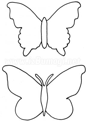 Бабочка Поделки для детского сада Контур для бабочки из цветной бумаги распечатать