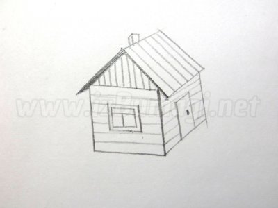Рисуем домик карандашом