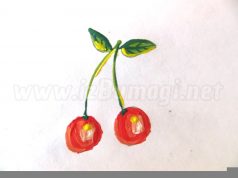 Рисуем вишенку красками гуашь