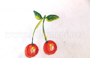 Kresba třešně kvašovými barvami