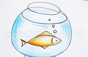Menggambar ikan dengan pensil warna