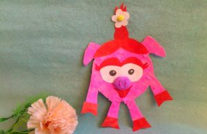 Smesharik Nyusha en papier ondulé - artisanat pour les enfants.