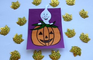 Cadılar Bayramı el işleri - balkabağı ve hayalet aplike