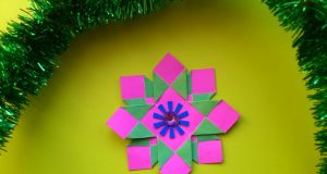 Snowflake from square modules - New Year's crafts from paper