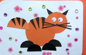 Ingwer Katze Papierapplikation