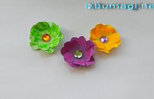 Brightly colored paper flowers