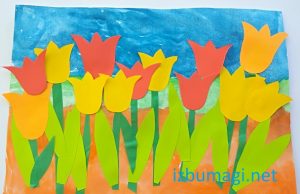 Summer paper applique with tulips