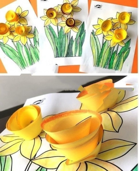 Papírová aplikace "Jarní narcisy