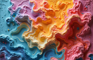 Shaving foam paintings: creating three-dimensional effects Abstract foam painting with bright colors and textured surface