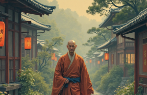 Lanterne giapponesi: qual è la differenza rispetto alle lanterne cinesi? Monaco buddista giapponese che trasporta una lanterna, periodo Heian