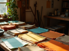 🌿 How to make paper at home: recipes and tips Homemade paper workshop: ready-made handmade sheets of different colors and textures are laid out