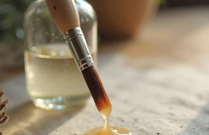 Como colar papel: os melhores adesivos e suas características Um frasco de cola PVA com um pincel.