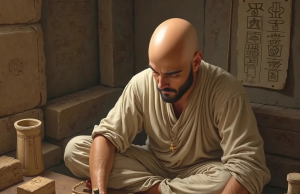 📜 История бумаги: от древности до наших дней Египтянин, записывающий иероглифы на папирус, рядом лежат глиняные таблички и пергамент