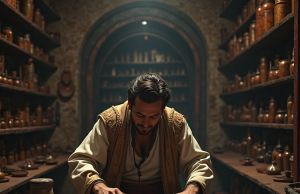 Dibujar patrones simétricos a través del cristal: la magia de los reflejos Antiguo artista persa creando ornamentos simétricos con una placa metálica-espejo