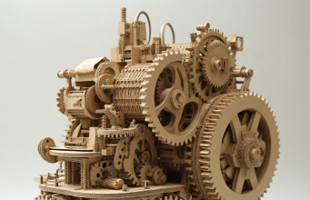 ⚙️ Paper engineering structures: how to make working gears and mechanisms from cardboard Complex mechanism made of cardboard gears in steampunk style