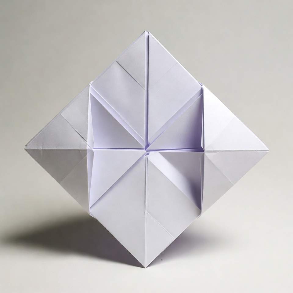 Заготовка для оригами-лотоса на этапе формирования ромба.