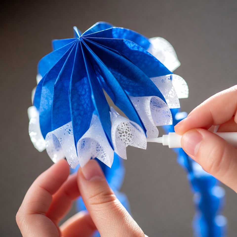 Процесс сборки медузы в технике киригами