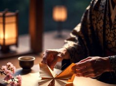 📜 История оригами: Путь бумажного листа от храмовых алтарей до космических технологий Ритуальное использование оригами (ориката) в древней Японии: складывание бумажной бабочки для синтоистской церемонии.