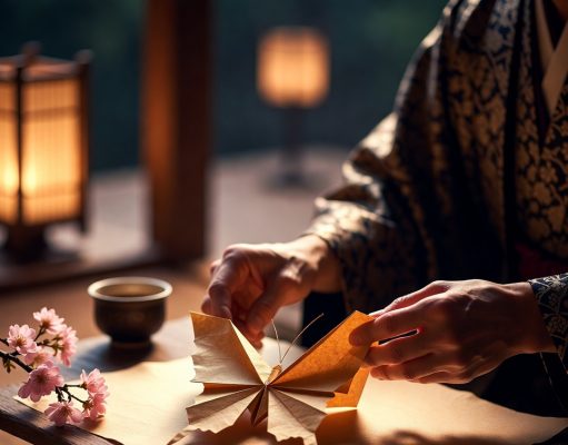 📜 История оригами: Путь бумажного листа от храмовых алтарей до космических технологий Ритуальное использование оригами (ориката) в древней Японии: складывание бумажной бабочки для синтоистской церемонии.