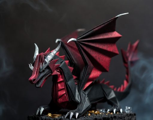 🐉 Оригами-дракон: Создание эпической модели для истинных фанатов фэнтези Финальная работа: реалистичный оригами-дракон в фэнтезийной композиции с детализированным декором.