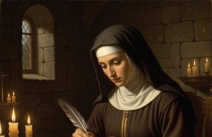 📜. Quilling: История и Символика Бумажного Кручения — От Монастырей до Ювелирных Шедевров Средневековая монахиня за работой: создание первых шедевров квиллинга с использованием позолоченной бумаги и птичьего пера.