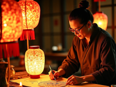 Decoupage: The Evolution of Paper Decorating Techniques - From Eastern Trade Routes to Modern Design. 🎨 Ancient Chinese craftsman at work: cutting paper patterns to decorate lanterns and caskets in the 12th century.