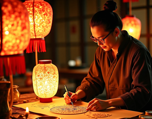 Декупаж: Эволюция Техники Украшения Бумагой — От Восточных Торговых Путей до Современного Дизайна. 🎨 Древний китайский мастер за работой: вырезание бумажных узоров для декорирования фонарей и шкатулок в XII веке.